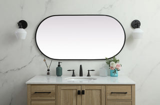 Metal Frame Oval Mirror 24x48 Inch in Black