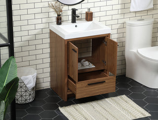 24 inch Single bathroom vanity in walnut brown