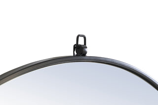 Metal frame Round Mirror with decorative hook 48 inch Black finish