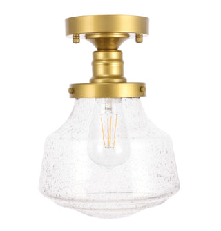 Lyle 1 light Brass and Clear seeded glass Flush mount