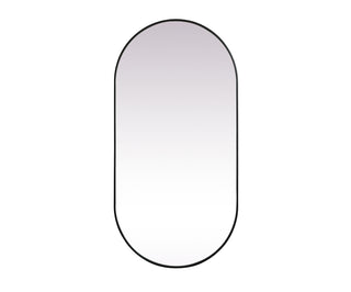 Metal Frame Oval Mirror 36x72 Inch in Black