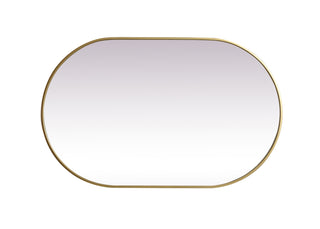 Metal Frame Oval Mirror 30x48 Inch in Brass