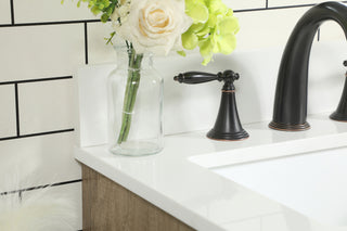 32 inch Single bathroom vanity in natural oak with backsplash