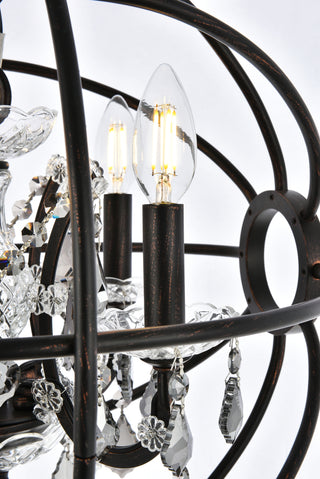Geneva 4 light Dark Bronze Pendant Silver Shade (Grey) Royal Cut crystal