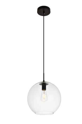 Placido Collection Pendant D11.8 H11.4 Lt:1 Black and Clear Finish