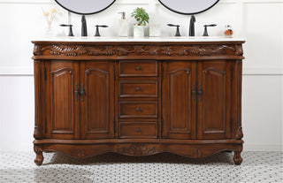 60 inch double bathroom vanity in teak