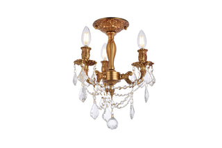 Rosalia 3 light French Gold Flush Mount Clear Royal Cut Crystal