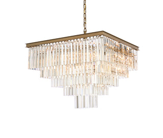Sydney 34 inch square crystal chandelier in satin gold