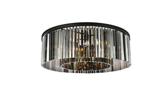 Sydney 10 light Matte Black Flush Mount Silver Shade (Grey) Royal Cut Crystal