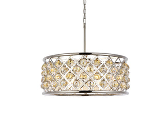 Madison 6 light polished Nickel Chandelier Golden Teak (Smoky) Royal Cut Crystal