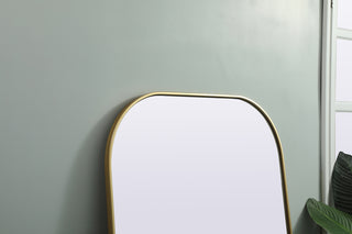 Metal Frame Arch Full Length Mirror 35x66 Inch in Brass