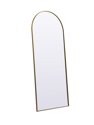 Metal Frame Arch Full Length Mirror 32x76 Inch in Brass