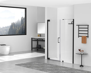 Semi-frameless hinged shower door 60 x 72 Matte Black