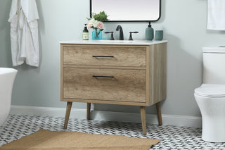 36 inch Single bathroom vanity in natural oak