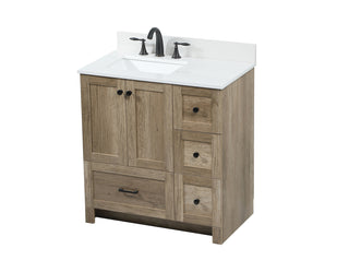 32 inch Single bathroom vanity in natural oak with backsplash