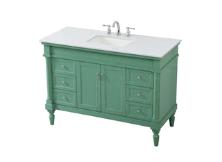 48 inch Single Bathroom vanity in vintage mint with ivory white engineered marble