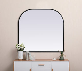 Metal Frame Arch Mirror 36x34 Inch in Black