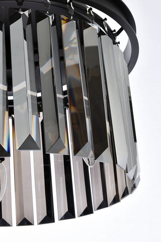Sydney 3 light Matte Black Pendant Silver Shade (Grey) Royal Cut Crystal
