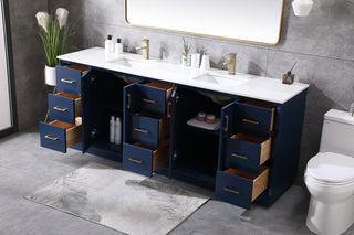 84 Inch Double Bathroom Vanity In Blue