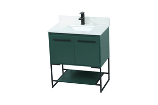 30 inch Single bathroom vanity in green with backsplash