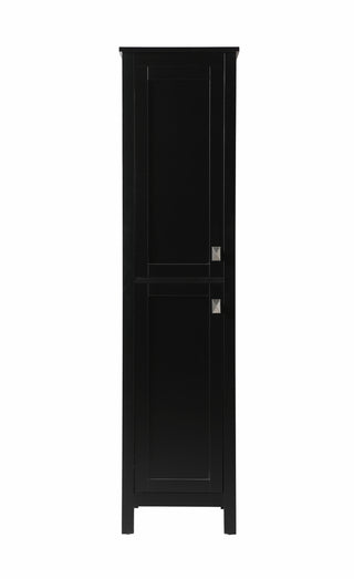 16 Inch Wide Bathroom Linen Storage Freestanding Cabinet In Black