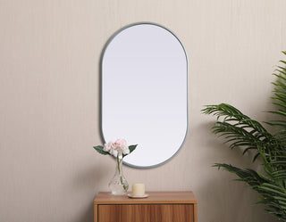 Metal Frame Oval Mirror 24x40 Inch in Silver