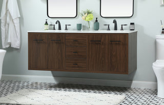 60 inch Single bathroom vanity in walnut