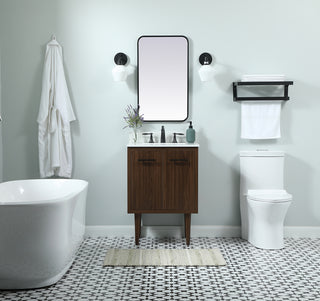 24 inch Single bathroom vanity in walnut with backsplash