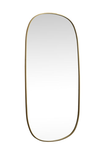 Metal Frame Oval Mirror 30x60 Inch in Brass