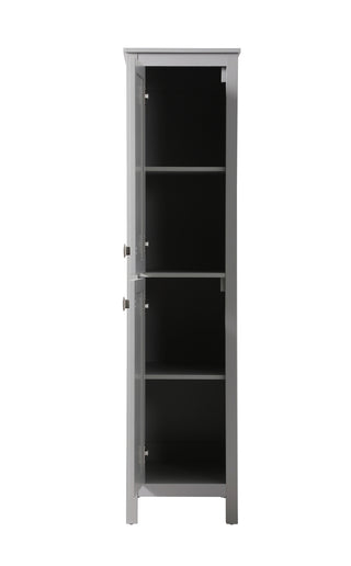 16 Inch Wide Bathroom Linen Storage Freestanding Cabinet In Grey
