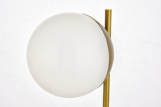 Eclipse 1 Light Brass Table Lamp With Frosted White Glass