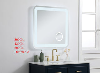 Lux 30in x 30in Hardwired LED mirror with magnifier and color changing temperature 3000K/4200K/6000K