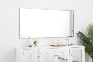 Metal frame rectangle mirror 30 inch in silver