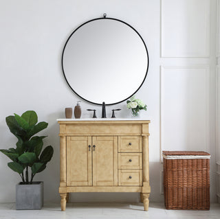 36 inch Single Bathroom vanity in Antique Beige with ivory white engineered marble