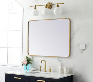 Soft corner metal rectangular mirror 27x36 inch in Brass