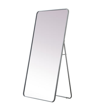 Soft Corner Metal Rectangle Full Length Mirror 30x60 Inch in Silver