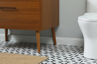 36 inch Single bathroom vanity in teak with backsplash