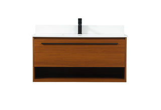 40 inch Single bathroom vanity in teak with backsplash