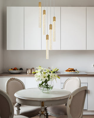 Weston 5 lights pendant in satin gold