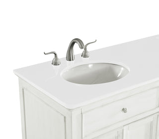 60 inch Double Bathroom vanity in Antique White with ivory white engineered marble