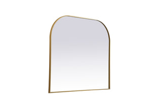 Metal Frame Arch Mirror 42x38 Inch in Brass