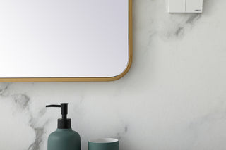 Soft corner metal rectangular mirror 28x42 inch in Brass