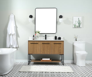 48 inch Single bathroom vanity in walnut brown with backsplash