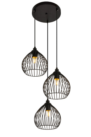 Sayer Collection Pendant D16.0 H23.1 Lt:3 Black Finish