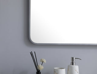 Soft corner metal rectangular mirror 30x60 inch in Silver