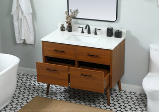 42 inch Single bathroom vanity in teak with backsplash