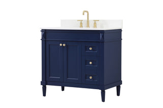 36 inch Single bathroom vanity in blue with backsplash