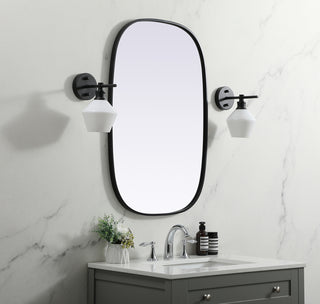 Metal Frame Oval Mirror 24x36 Inch in Black