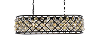 Madison 6 light Matte Black Chandelier Golden Teak (Smoky) Royal Cut Crystal