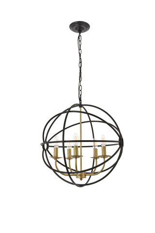 Octavia 5 light Brass and Dark Brown Pendant